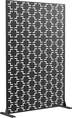 Productafbeelding van Privacy scherm, vrijstaand design, robuuste metalen constructie, zwart met baksteenlook