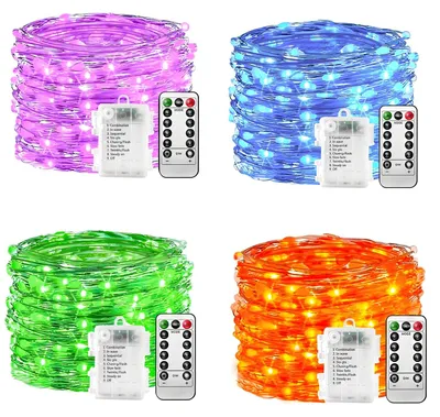 Lichterkette 100 LEDs 10 m 8 Modi Fernbedienung Timer warmweiß dimmbar