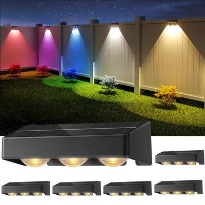 Solar-Wandleuchten, 6er-Pack, 6 Farbtemperaturen, IP65, schwarz