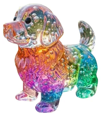 Produktbild von Bunte Hunde-Glasornamente, Regenbogenfarbene Welpenfiguren, Dekorative Hundeskulptur, Geschenk für Feiertage, Geburtstage, K