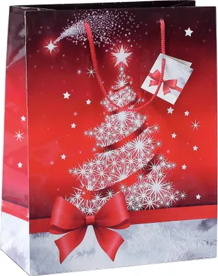 Obrázek produktu pro SIGEL GT022 Sigel® Velká dárková taška - vánoční motiv Třpytivý stromek, 260x330x120 mm