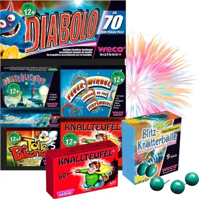Zdjęcie produktu dla Zestaw diabolo 70 sztuk na sylwestrowe fajerwerki młodzieżowe i sztuczne ognie