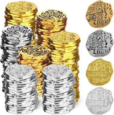 Productafbeelding van Metalen piratenmunten Spaanse dublons replica's - Set van 60