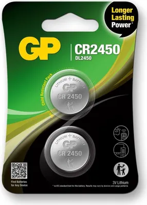 Produktbild von GP Knopfzellenbatterie CR2450 3V Sicherheitssiegel - 2er-Pack