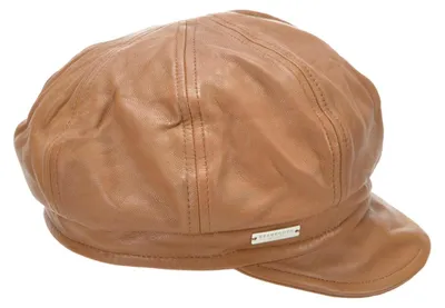 Seeberger Leder Ballonmütze aus echtem Glattleder in beige