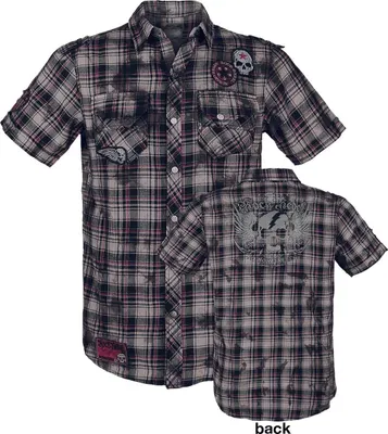 Produktbild von Rock Rebel by EMP Herren schwarz-weißes Hemd mit kurzen Ärmeln XXL