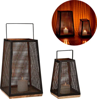 Immagine prodotto di Set di lanterne Baymita 2 pezzi - nero-oro, moderno 37 cm