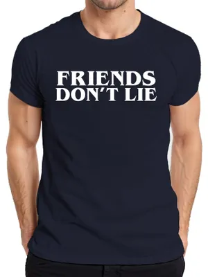 Productafbeelding van Vrienden liegen niet. T-shirt voor heren, retro design, voor fans van de serie, marineblauw, maat L