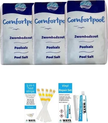 Produktbild von Sparpackung - Poolsalz - 60 kg (3 x 20) & WAYS Reparaturset und Teststreifen