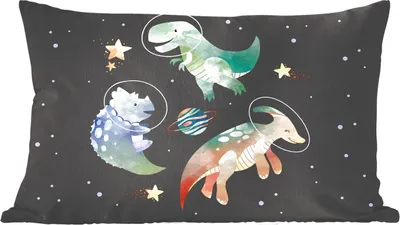 Produktbild von MuchoWow® Zierkissen Sofakissen Wohnzimmer Dekokissen 50x30 cm Sterne - Dinosaurier - Kind - Mädchen - Jungen - Kinder - Kinder - Wohnzimmerdekoration - Polster mit Photo
