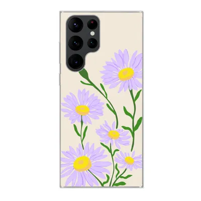 Produktbild von MuchoWow® Handyhülle Schutzhülle Hülle für Samsung Galaxy S22 Ultra Blume - Lila - Minimalismus Silikon Softcase Handy Hülle - Abbildung - Geburtstag Teenager