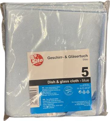 Produktbild von Sito Geschirr- & Gläsertuch blau 50x70 5er-Pack – fusselfrei & saugstark für streifenfreie Sauberkeit