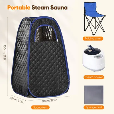Produktbild von Mobile Dampfsauna - Saunazelt für Zuhause - Ganzkörperanwendung - Klappstuhl - Temperatur- und Zeiteinstellung - Fernbedienung