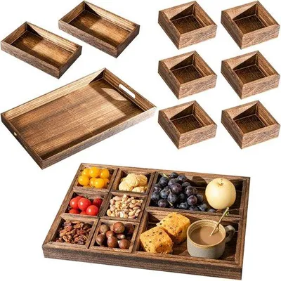 Obrázek produktu pro Dřevěný podnos s uchem, obdélníkový, na pohovku, postel, snídani, večeři