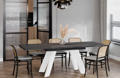 Produktbild von ENDO-Möbel Ausziehbarer Esstisch Como White 130-210cm (Beton Dunkel)
