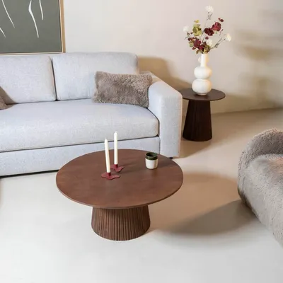 Productafbeelding van Salontafel Salvador Walnoot Rond 80cm - Giga Meubel