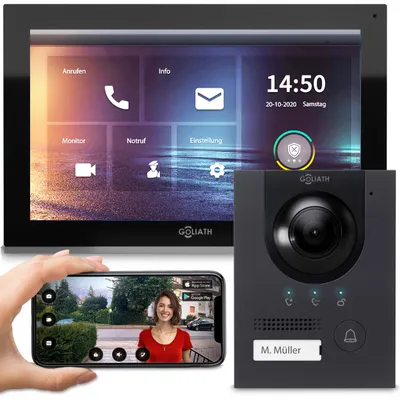 Produktbild von GOLIATH PRO IP Video Türsprechanlage | App | Anthrazit | 1-Familie | 10 Zoll | Unterputz | 180°