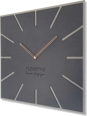 Produktbild von FLEXISTYLE Moderne große Wanduhr Exact ECO 50cm quadratisch, ohne tickgeräusche, Wohnzimmer, Schlafzimmer,  EU (Schwarz (Antracyt) & Holz Eiche