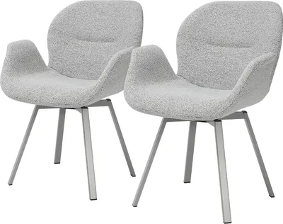 Produktbild von home24 Armlehnenstuhl - 2er-Set - Chenille / Eisen