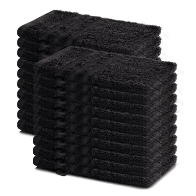 Produktbild von Lavea® 20er Set Waschhandschuh 15x21 cm – Waschhandschuhe 100% Baumwolle, waschbar – Frottierserie Elena –  Schwarz