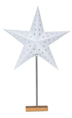 Produktbild von LED Stern Weiß H60cm mit Standfuß Weihnachten Leuchtstern Tischdeko Weihnachtsdeko