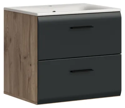 Produktbild von Waschtisch Ice inkl. Waschbecken | Nox Oak / schwarz matt