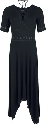 Produktbild von Black Premium by EMP Damen schwarzes langes Kleid mit Schnürung S