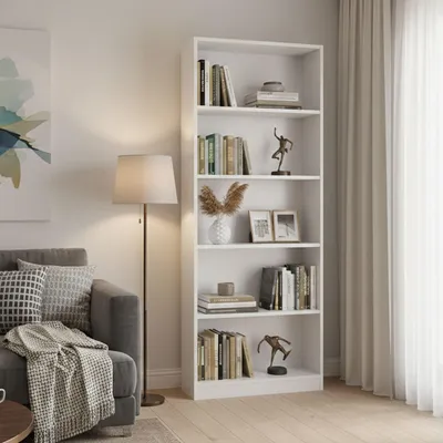 Immagine prodotto di Dmora Libreria Abla 28x80x201h cm Bianco, 4 Ripiani Portata Ripiani 8