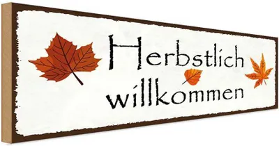 Produktbild von vianmo Holzschild 10x27 cm Herbstlich willkommen Dekoration