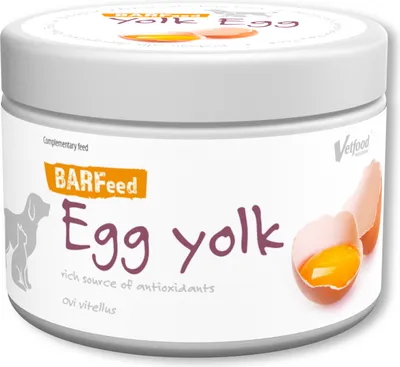 Produktbild von Vetfood BARFeed Egg Yolk 140g, Eigelb von Hühnereiern - Vitaminreich, Omega-3, Lecithin und Lutein für die Gesundheit von Tieren, Hund, Katze