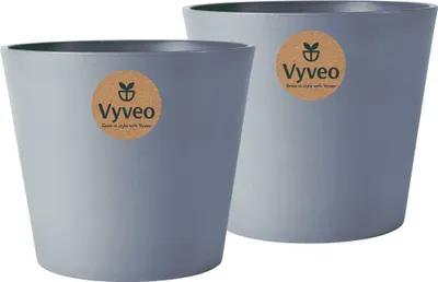 Image de Vyveo - Pot de fleurs Norden - Lot de 2 - Gris foncé - 20 x 17