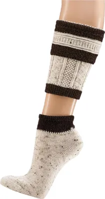 Produktbild von TippTexx 24 1 Paar Herren Trachtenstrümpfe Loferl 2-teilig Wadenwärmer und Socken, Natur-Braun, Größe 43-46