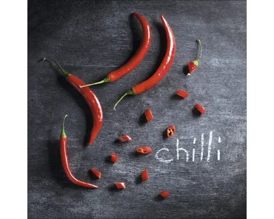 Produktbild von Modernes Glasbild 'Chilli II', 20x20 cm