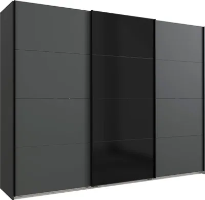 Produktbild von Schwebetürenschrank Barcelona Kleiderschrank 270x65x208cm graphit Glasschwarz