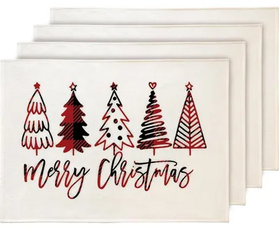 Productafbeelding van Kerstservetten, set van 4, afwasbaar, rood, 30x45 cm
