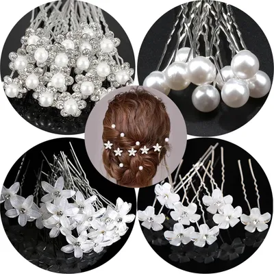 Produktbild von 20 Stück Perlen-Haarnadeln, Braut-Haarnadeln, Hochzeits-Haarnadeln, Blumen-Haarnadeln für Frauen, Hochzeit, Brautjungfer, Haar-Accessoires für Frauen und Mädchen, Hochzeit, Ball