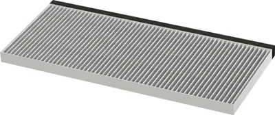 A studio shot of a car cabin air filter.