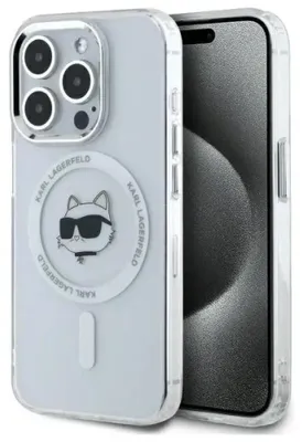 Obrázek produktu pro Pouzdro Karl Lagerfeld IML Metal Choupette Head MagSafe pro iPhone 15 Pro Max - bílá