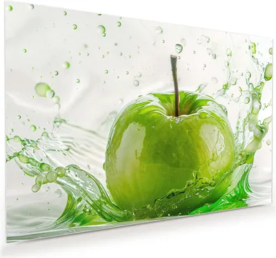 Produktbild von Glasbild 45x30cm in XXL für Wohnzimmer, Schlafzimmer Motiv Splash Apfel