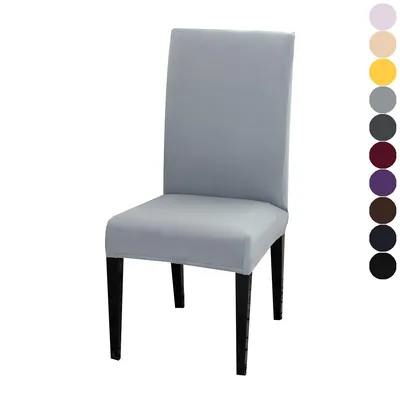 Produktbild von 2er Set Stretch Stuhlhussen Universal Stuhlbezug Stuhlüberzüge Hussen für Hochzeit Esszimmer Bankett Party Restaurant, Hellgrau