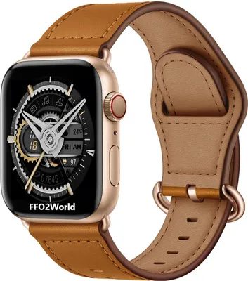 Produktbild von FFO2World Luxus-Lederarmband – Apple Watch 42–49 mm (Serie 1–11, Ultra) – Edler Lederanschluss, Premium-Design – Hellbraun