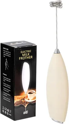 Produktbild von Elektrischer Milchaufschäumer mit 2 Rührköpfen Edelstahl Hand Milchschäumer für Cappuccino Latte Matcha und Eier