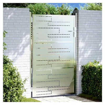 Produktbild von Gartentor mit Schloss Silber 100x150cm, Edelstahl Zauntor für Garten und Terrasse, wetterfest und rostbeständig