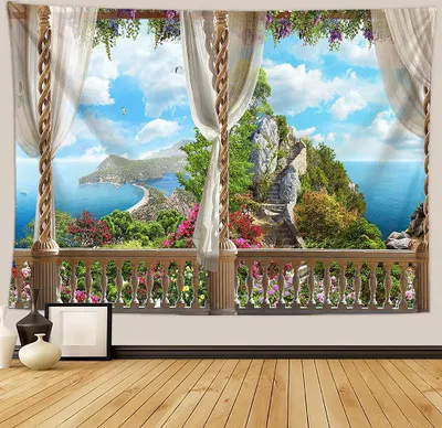 Produktbild von Urlaub Wandteppich Wohnkultur Landschaft Wandteppich Wohnzimmer Schlafzimmer Dekoration Wandteppich Zimmer Vorhang Strandtuch (180cm x 230cm, Farbe 28)