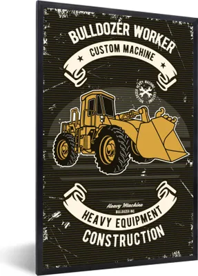 Produktbild von MuchoWow® MuchoWow® Gerahmtes Poster Bulldozer - Retro - Angebot 40x60 cm - Poster mit zchwarzem Bilderrahmen - Papierdruck - Wandbilder