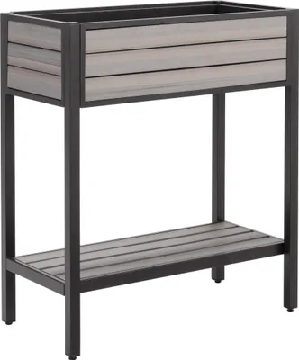 Produktbild von Dehner Hochbeet Houston, schmales Balkonhochbeet, 87 x 76 x 38 cm, Volumen 40 l, Kunststoff / Aluminium, grau