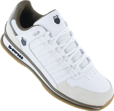 A single white K-Swiss sneaker is shown against a white background.