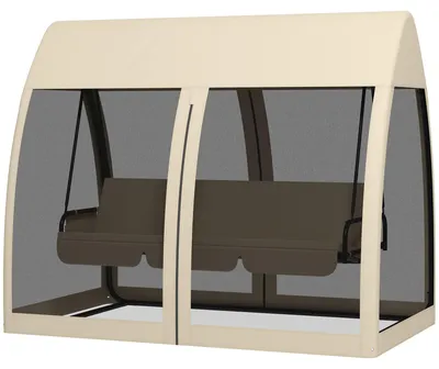 Produktbild von 3-Sitzer-Terrassenschaukel mit Moskitonetz | Farbe: Braun | Abmessungen: 140x240x197 cm