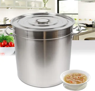 Productafbeelding van Soepketel - Grote pan - Grote porties koken - Hitte-isolerend handvat - 50 liter - Zilverkleurig
