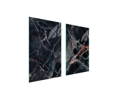 Produktbild von Herdabdeckplatten 2 teilig 75x52 Glaskeramikkochfeld Abdeckung Glas Schneidebrett Marmor Schwarz